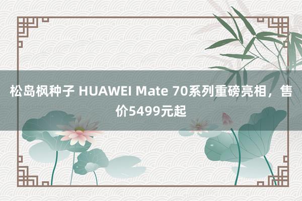 松岛枫种子 HUAWEI Mate 70系列重磅亮相，售价5499元起